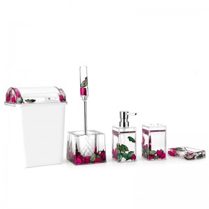Acrylic Bathroom Accessories Toothbrush Holder Soap Dispenser Soap Dish Trash Can Bathroom Set