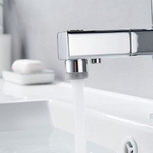 Tall Square Chrome Hot Cold Water Single Handle Bathroom Brass Modern Pull Out Basin Faucet