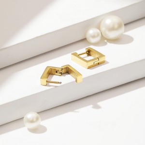 2 Sizes Square Chunky Hoop Earrings Huggies Gold Plated Earrings for Women Hip Hop Korean Minimalist Stainless Steel Jewelry Hot