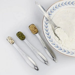 6pcs rectangular metal measurement tools stainless steel measuring spoon set mini with scraper