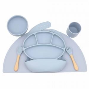 Food Grade Non toxic Silicone Anti Spill Bid Silicone Bowls And Plates Silicone Baby Dinnerware Sets