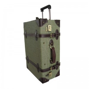 Canvas leather vintage suitcase travelling luggageTrunk Retro trolley classic luggage