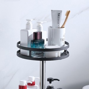 Black Painted Stainless Steel Kitchen Storage Rack Rotating Toilet Rack Shelf Bathroom rack storage