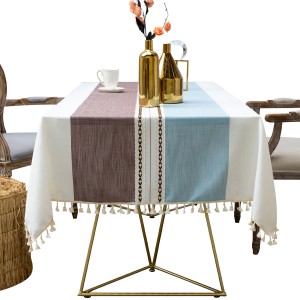 Home Decor Anti Wrinkle Cotton Linen Table Cloth Cover for Kitchen Dining Room