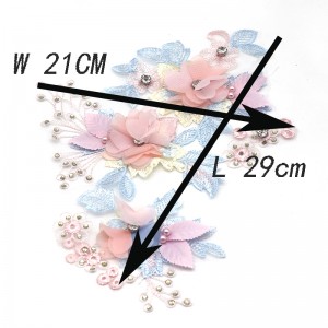29x21CM 3D Chiffon Cluster Flowers Wedding Dress Decoration Lace Patch Applique For Clothing Accessories