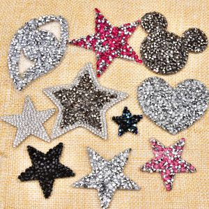 rhinestone pattern patch hot melt adhesive clothing shoes hat accessories heart five-pointed star eyes lips Resin diamond patch