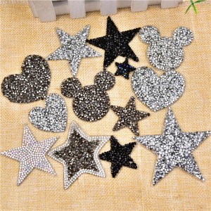 rhinestone pattern patch hot melt adhesive clothing shoes hat accessories heart five-pointed star eyes lips Resin diamond patch