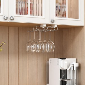 Save space 304 stainless steel wall-mounted adjustable goblet holder hanging wine glass rack kitchen storage