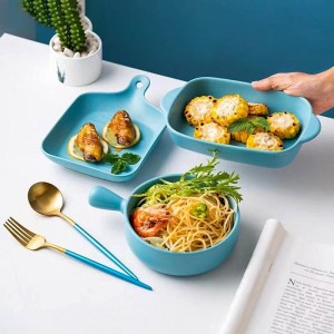 Wholesale Ceramic Baking Dishes Rectangular Kitchen Bakeware With Handles