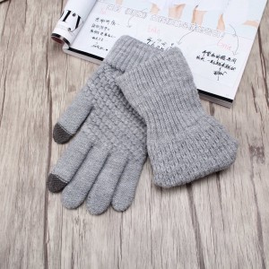 Winter Warm Knitted Full Finger Gloves Ladies Women’S Smooth Wool Gloves In Bulk