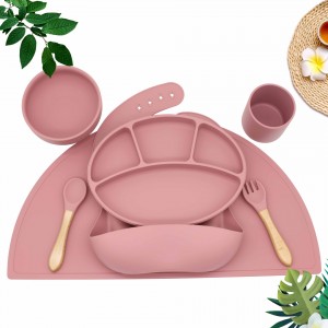 Food Grade Non toxic Silicone Anti Spill Bid Silicone Bowls And Plates Silicone Baby Dinnerware Sets