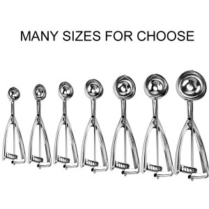 High quality kitchen tool with spring handle stainless steel ice cream spoon melon ball spoon fruit spoon