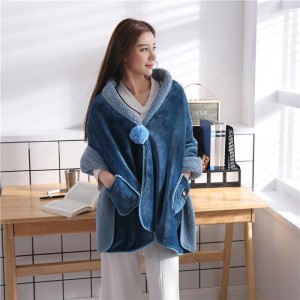 Thicken Flannel Sherpa Blanket Hoodie Blanket Double Reversible Flannel Sherpa Blankets