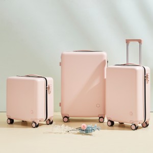 Aji luxury fashion designed aluminum trolley suitcase lightweight business travel pink luggage set on wheels