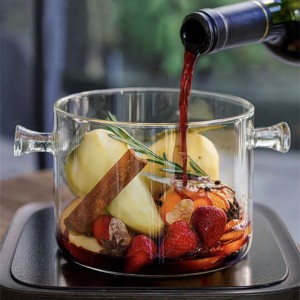 Home cookware glass soup pot cooking pot with handles microwaveable tempered glass bowl glass pots for cooking