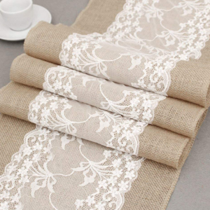 Lace Vintage Table Cloth Country Festival Wedding Table Farmhouse Decor Custom jute burlap hemp linen table runner
