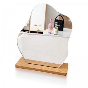 Korean style Makeup Mirror Ins Irregular Acrylic Decorative Mirror Wooden Base Cosmetic de maquillaje vanity mirror