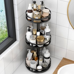 Black Painted Stainless Steel Kitchen Storage Rack Rotating Toilet Rack Shelf Bathroom rack storage