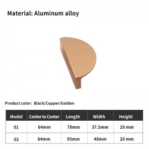 Brass half moon handles and knobs cabinet handles Guangdong furniture hardware factory