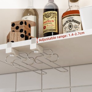 Save space 304 stainless steel wall-mounted adjustable goblet holder hanging wine glass rack kitchen storage