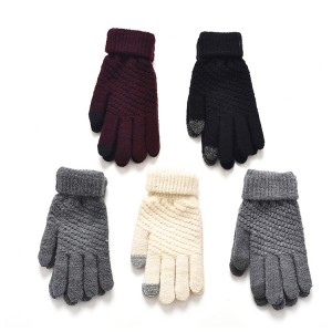 Winter Warm Knitted Full Finger Gloves Ladies Women’S Smooth Wool Gloves In Bulk