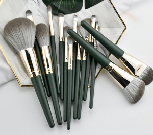 14PCS Brochas De Maquillaje Kabuki Brushes China Custom Logo Natural Wooden Handle Makeup Brush Set