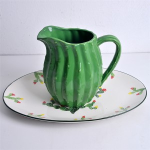Cactus Pattern Ceramic Chinese white Dinner Set Porcelain Moroccan Dinner Set Stoneware Cactus Cups crocery set dinnerware