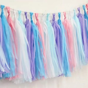 Baby Shower Bachelorette Wedding Birthday Party Decoration Supplies Rose Gold Iridescent DIY Tissue Paper Tassel Garlands