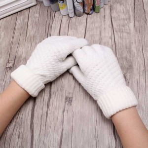 Winter Warm Knitted Full Finger Gloves Ladies Women’S Smooth Wool Gloves In Bulk