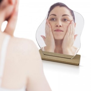 Korean style Makeup Mirror Ins Irregular Acrylic Decorative Mirror Wooden Base Cosmetic de maquillaje vanity mirror