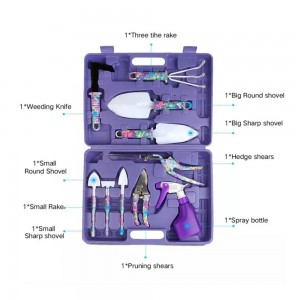 10 pcs Multifunction Purple Flower Women Plastic Box Ladies Garden Tool Set garden equipment and tools