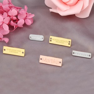 Custom Garment Label Name Brand Charm Plated Gold Engraved Logo Metal clothing labels gold Tag Accessories