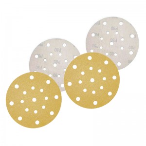 Abrasive sanding discs golden 6inch 150mm 17holes hook and loop sand paper for polishing auto putty abrasive tool