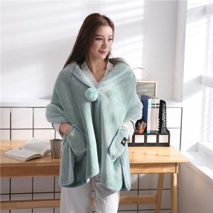 Thicken Flannel Sherpa Blanket Hoodie Blanket Double Reversible Flannel Sherpa Blankets
