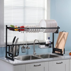 Over The Sink 85cm Stainless Steel Over the Sink Dish Drying Rack Dish Drainer Rack Kitchen Storage