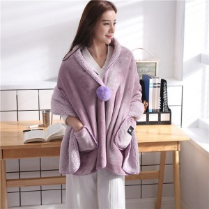 Thicken Flannel Sherpa Blanket Hoodie Blanket Double Reversible Flannel Sherpa Blankets