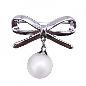 Pearl bow brooch anti-glare brooch corsage clothing accessories silk scarf buckle brooch