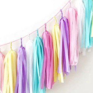 Baby Shower Bachelorette Wedding Birthday Party Decoration Supplies Rose Gold Iridescent DIY Tissue Paper Tassel Garlands