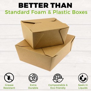 Custom Disposable Restaurant Togo Fast Food Grade Container Salad Sandwich Hamburger Lunch Packing Kraft Paper Packaging Box