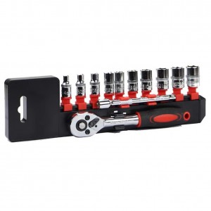 12pcs Cr-v Quick Release 14 Inch Ratchet Socket Wrench Set With Hanging Rack