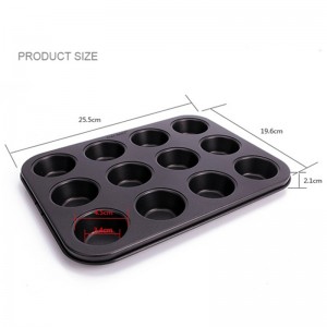 CHEFMADE Carbon Steel Bakeware 12 Cup Non-stick Round Cupcake Tray Mold Mini Muffin Pan For Oven Baking