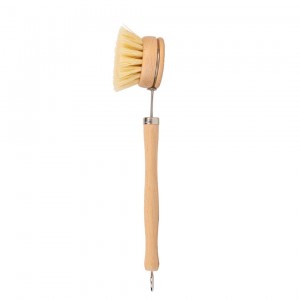 Long Handle Pan Brush Wooden Kitchen Pot Brushing Tool Bowl Washing Household Cleaning Brush