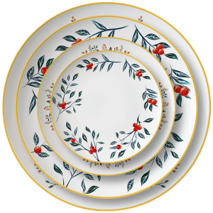 Wholesale European style fine bone china ceramic plates gold rim dinner tableware set luxury wedding dinnerware