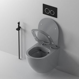 ceramic sanitary ware Matte Grey Rimless wall hung toilet commode water closet bidet for hotel bathroom equipment
