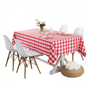 Polyester Picnic Duty Rectangular Tablecloths Outdoor and Indoor Use Grid Table Cloth