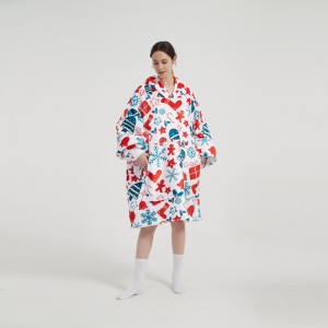 OEM Factory Free Sample Customized Cat Oversized Wearable Blankets With Sleeves Hoodie Blanket
