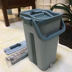 Free Hand Washing Flat Mop with Bucket Lazy 360 Rotating Magic Mop With Squeezing Floor Cleaner Mop Household Cleaning Tool