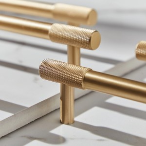 Knurling Brass Solid Furniture Hardware Cabinet Drawer Handle and Knob Wardrobe Pulls