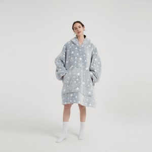 OEM Factory Free Sample Customized Cat Oversized Wearable Blankets With Sleeves Hoodie Blanket