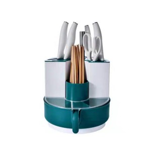 Organizer Supplier Rotating Display Rack Knife And Chopsticks Multifunction Kitchen Storage Rack With Spice Storage